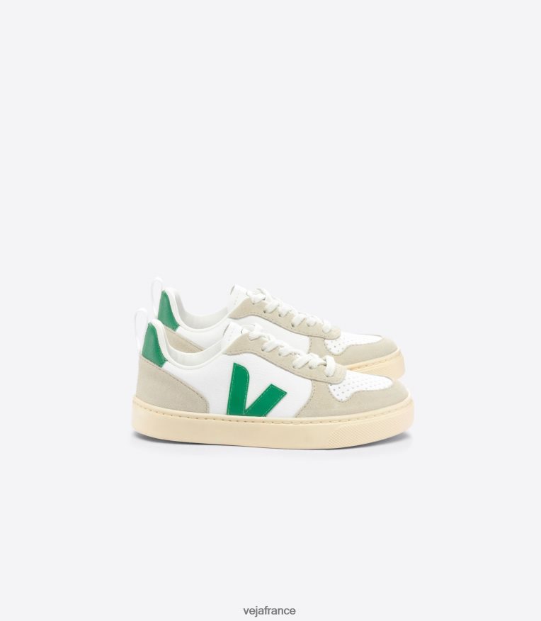 chaussures Veja v-10 cuir sans chrome blanc émeraude amande enfants 0826JT357 chaussures Veja v-10 cuir sans chrome blanc émeraude amande enfants 0826JT357