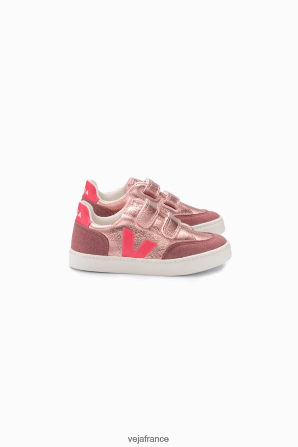 chaussures Veja v-12 cuir sans chrome nacre rose fluo enfants 0826JT306 chaussures Veja v-12 cuir sans chrome nacre rose fluo enfants 0826JT306